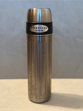 Starbucks 2004 Y2K Vintage Stainless Steel Slim Travel Thermos 16oz EUC